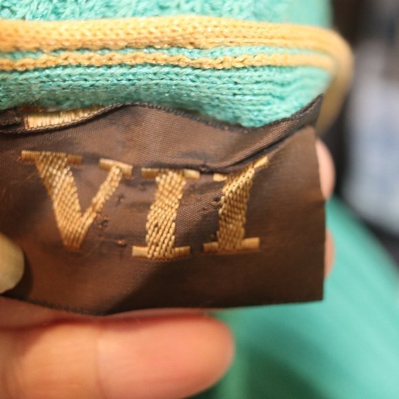 Vintage 90s Teal Green Ribbed Knit V-Neck Midi Dress (Size 14) - Bodycon Belted - Picture 7 of 15